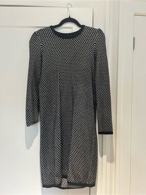 COS Blue and White Geometric Knit Dress